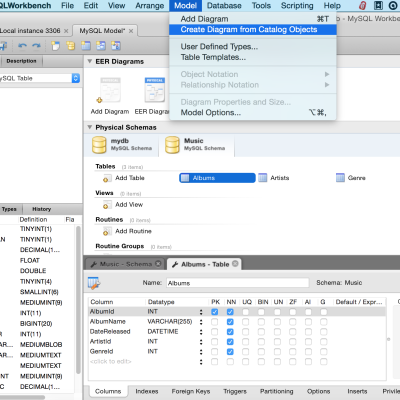 Mysql Create New Model 5