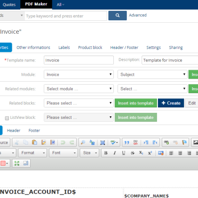 Vtiger 6 Pdf Maker Properties