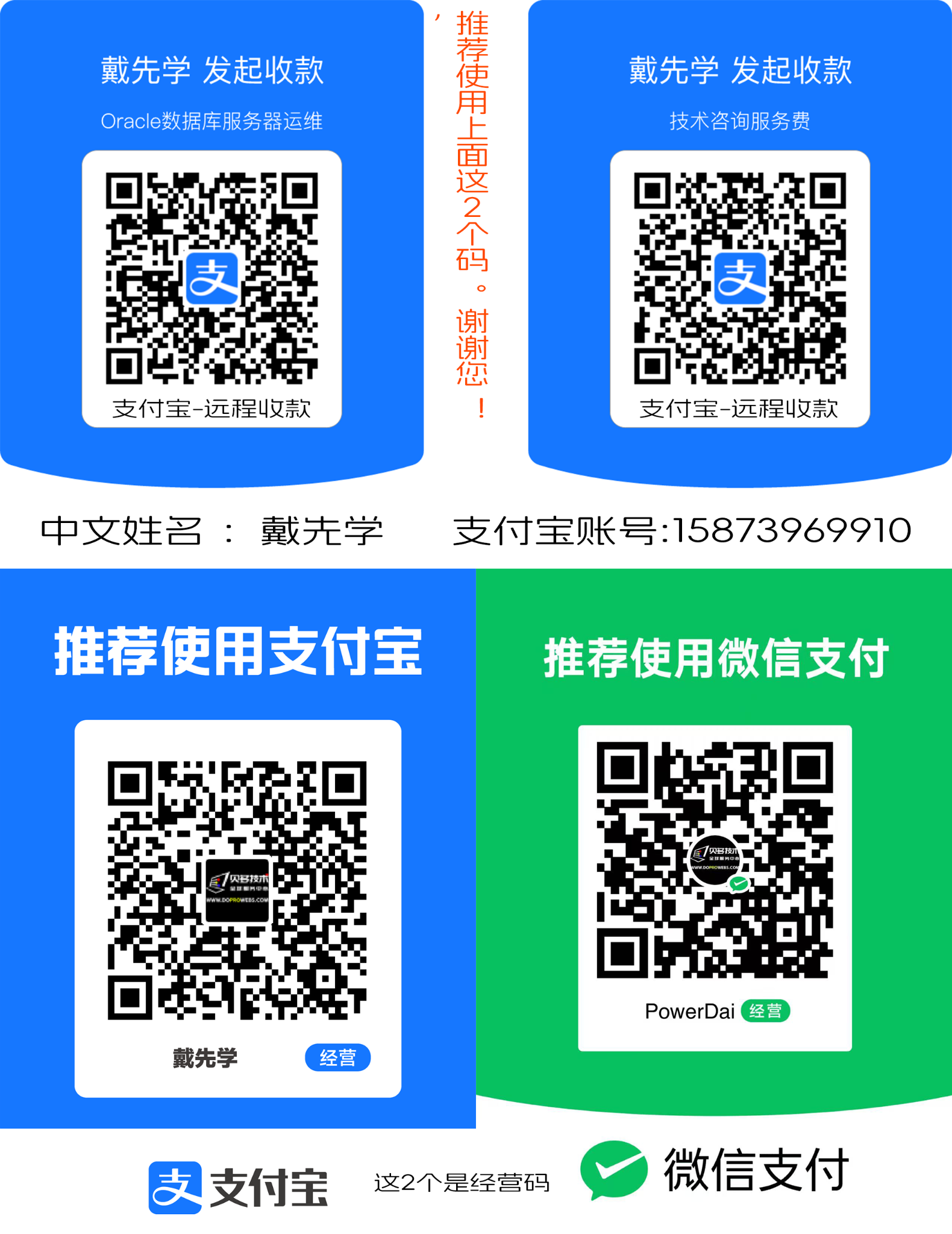 Project payment QR codes